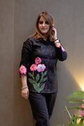 Black Floral Appliqué Cotton Co-ord Set