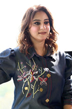 Designer Handworked Denim Shirt Dress