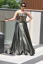 Designer Corset Blouse Lehenga Set with Dupatta