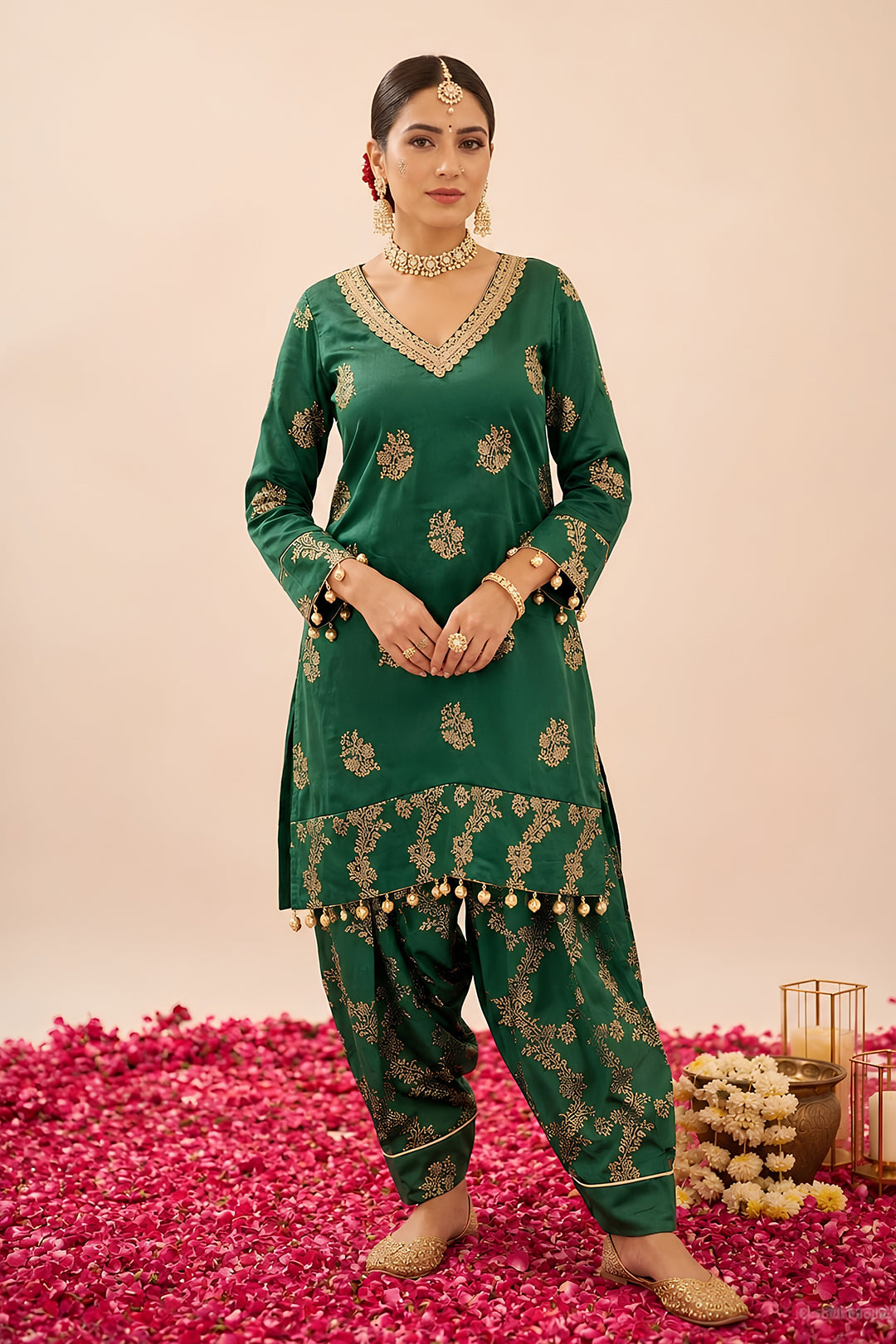 Emerald Green Banarasi Zari Co-Ord Suit Set