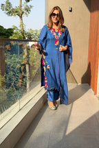 Gul-e-Noor Floral Appliqué Organza Kurta Set with Dupatta