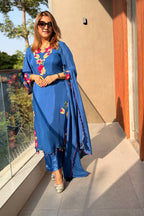 Gul-e-Noor Floral Appliqué Organza Kurta Set with Dupatta