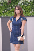 Pearl Embellished Denim Dress