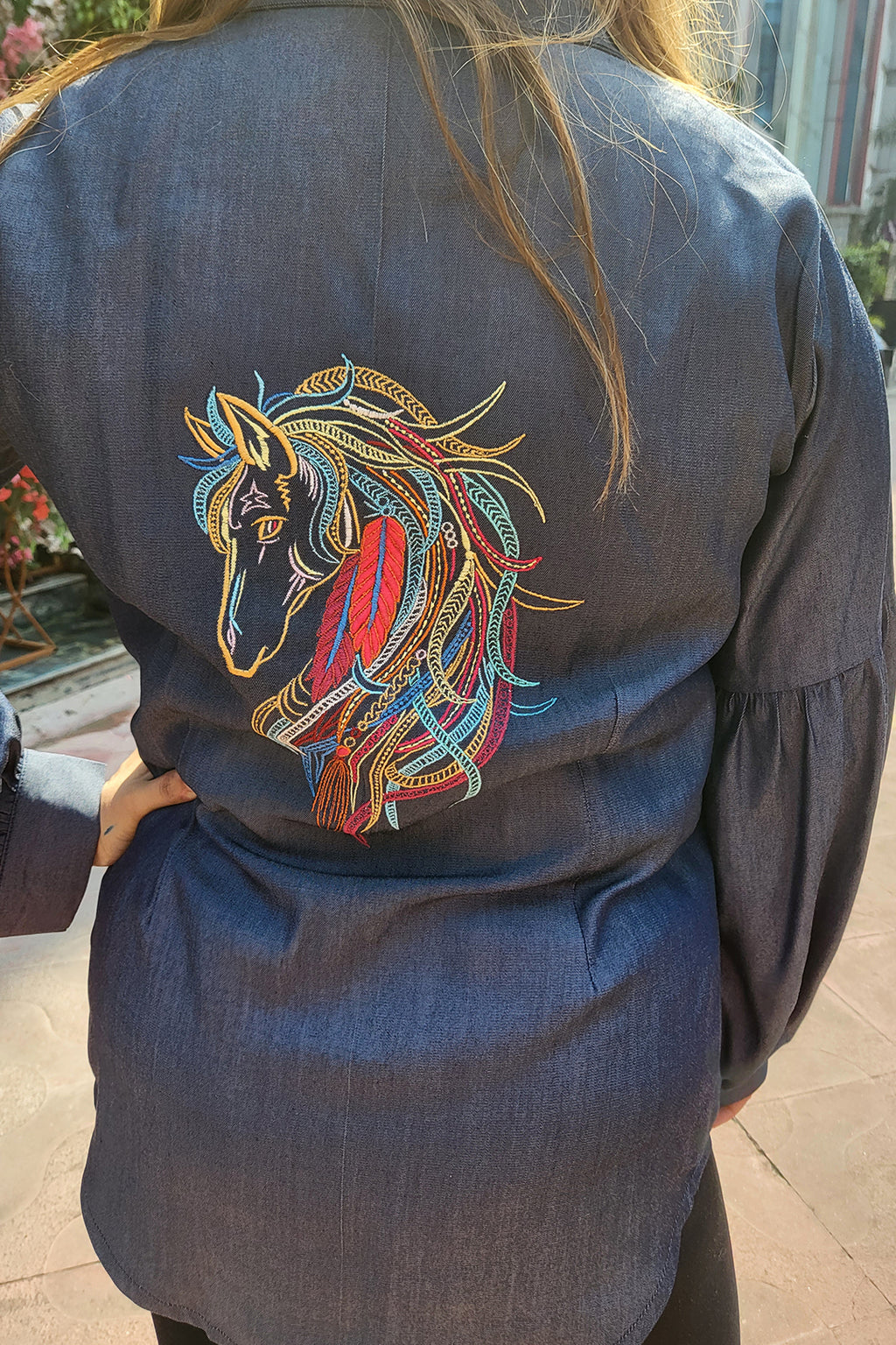 Premium Unicorn Embroidery Denim Shirt