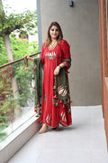 Scarlet Red Lotus Gota Anarkali Set