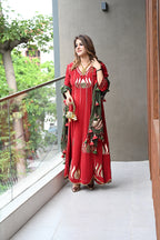 Scarlet Red Lotus Gota Anarkali Set