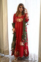 Scarlet Red Lotus Gota Anarkali Set