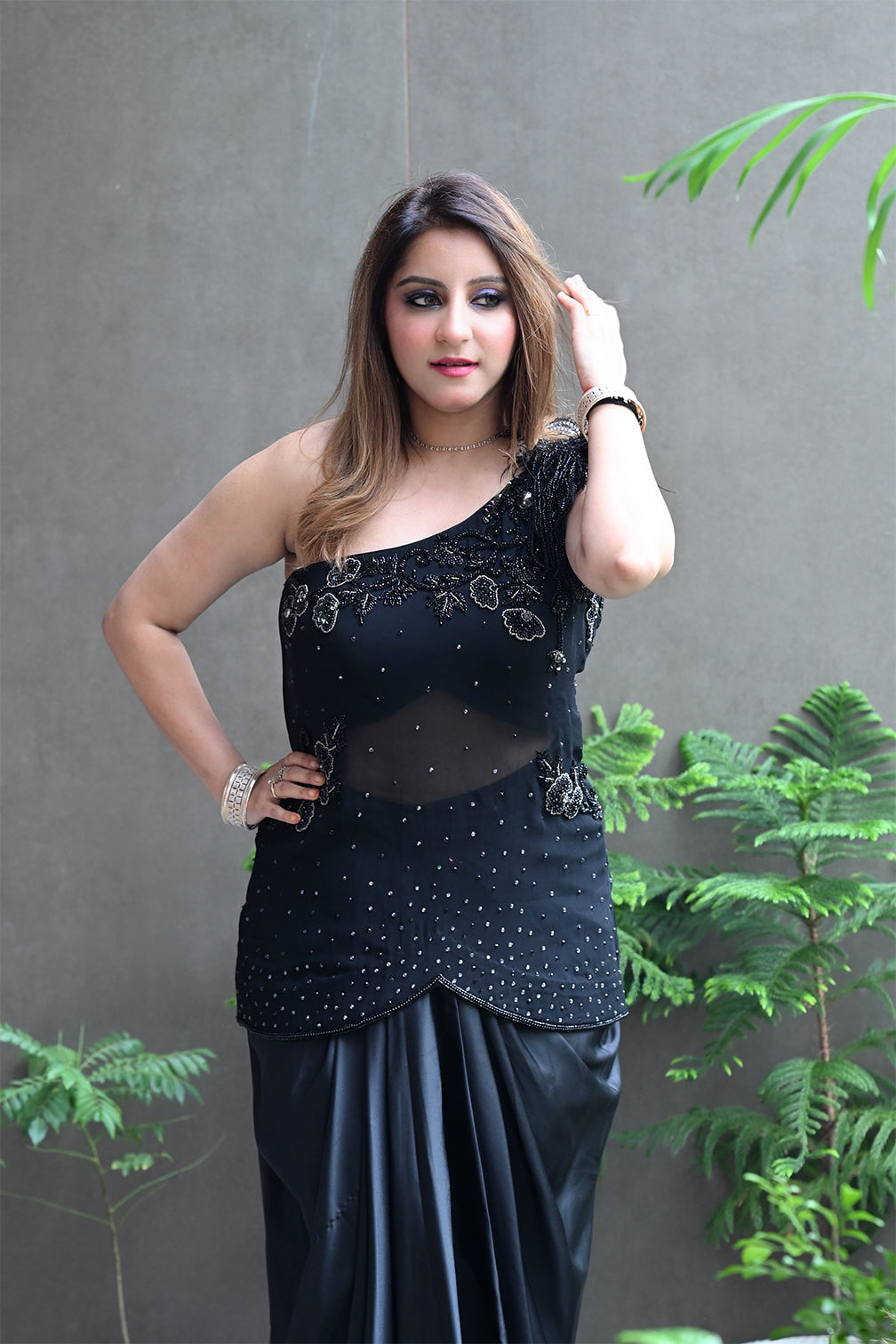 The Midnight Feather Draped Ensemble