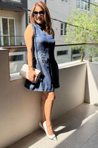 The Palm Oasis Denim Shift Dress
