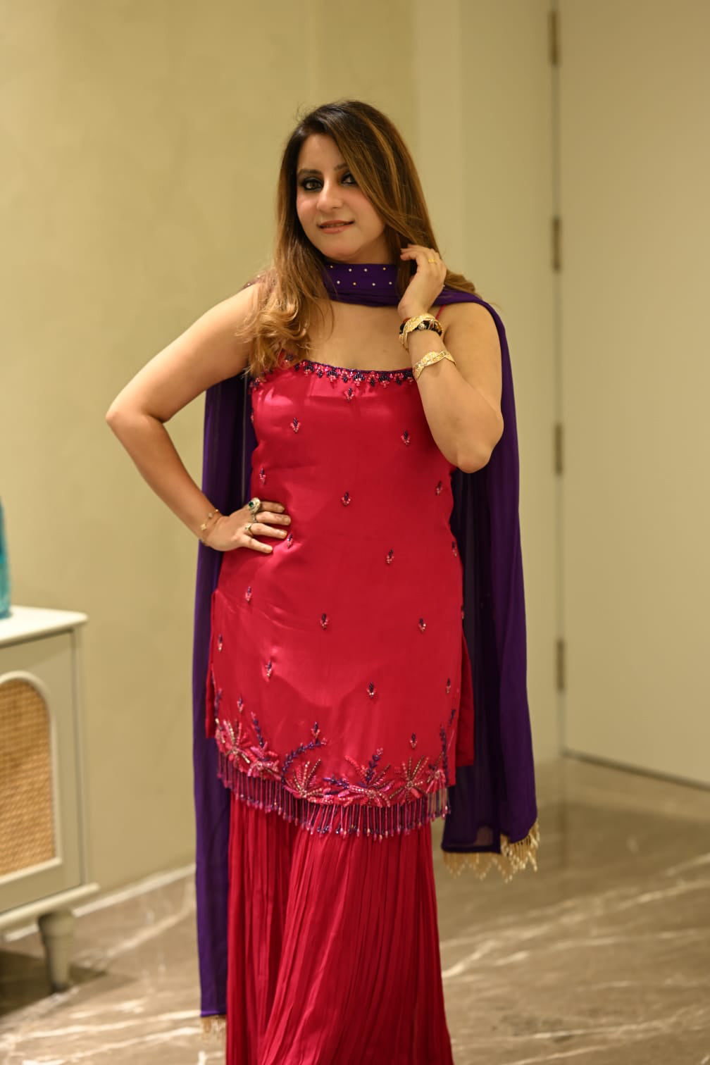 Vibrant Crepe Sharara Suit