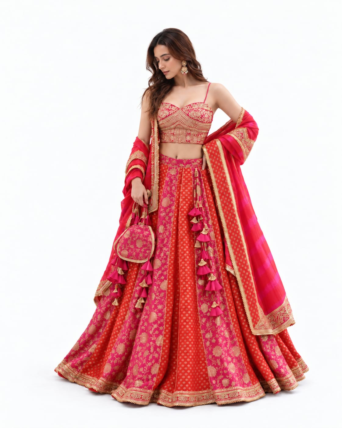 Banarsi lehenga- Gotta embroidered borders