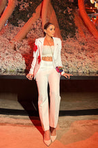 White 3D RED Flower Co-ord Set