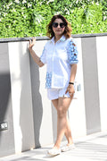 Women’s White floral Cut Work Designer Shirt