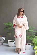 Women’s Floral Applique Work Crepe Festive Suit Set with Scalloped Dupatta & Flared Culottes