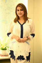 Women’s Floral Motif Crepe Suit Set with Scalloped Dupatta & Flared Culottes