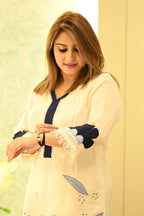 Women’s Floral Motif Crepe Suit Set with Scalloped Dupatta & Flared Culottes